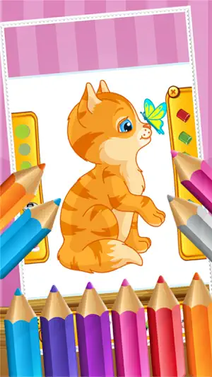 猫彩图油漆和绘画的儿童游戏